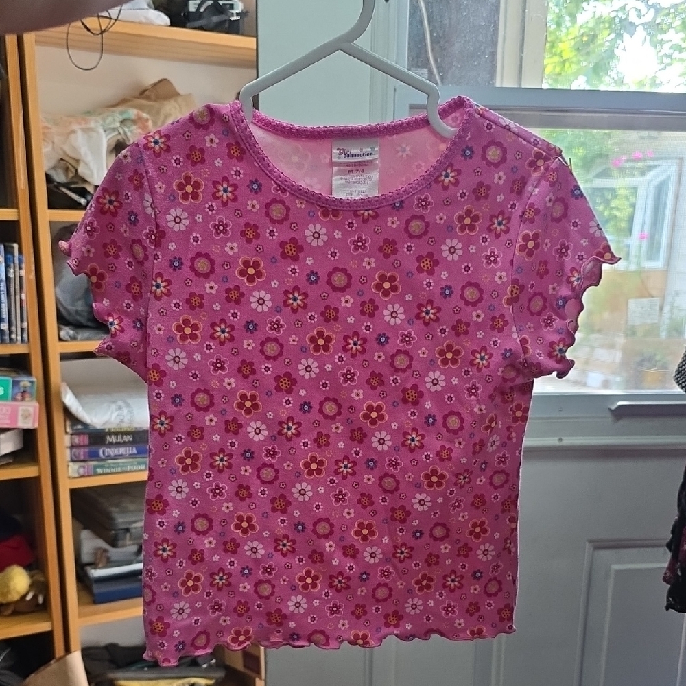 Kids Pink Floral Short Sleeve Tee